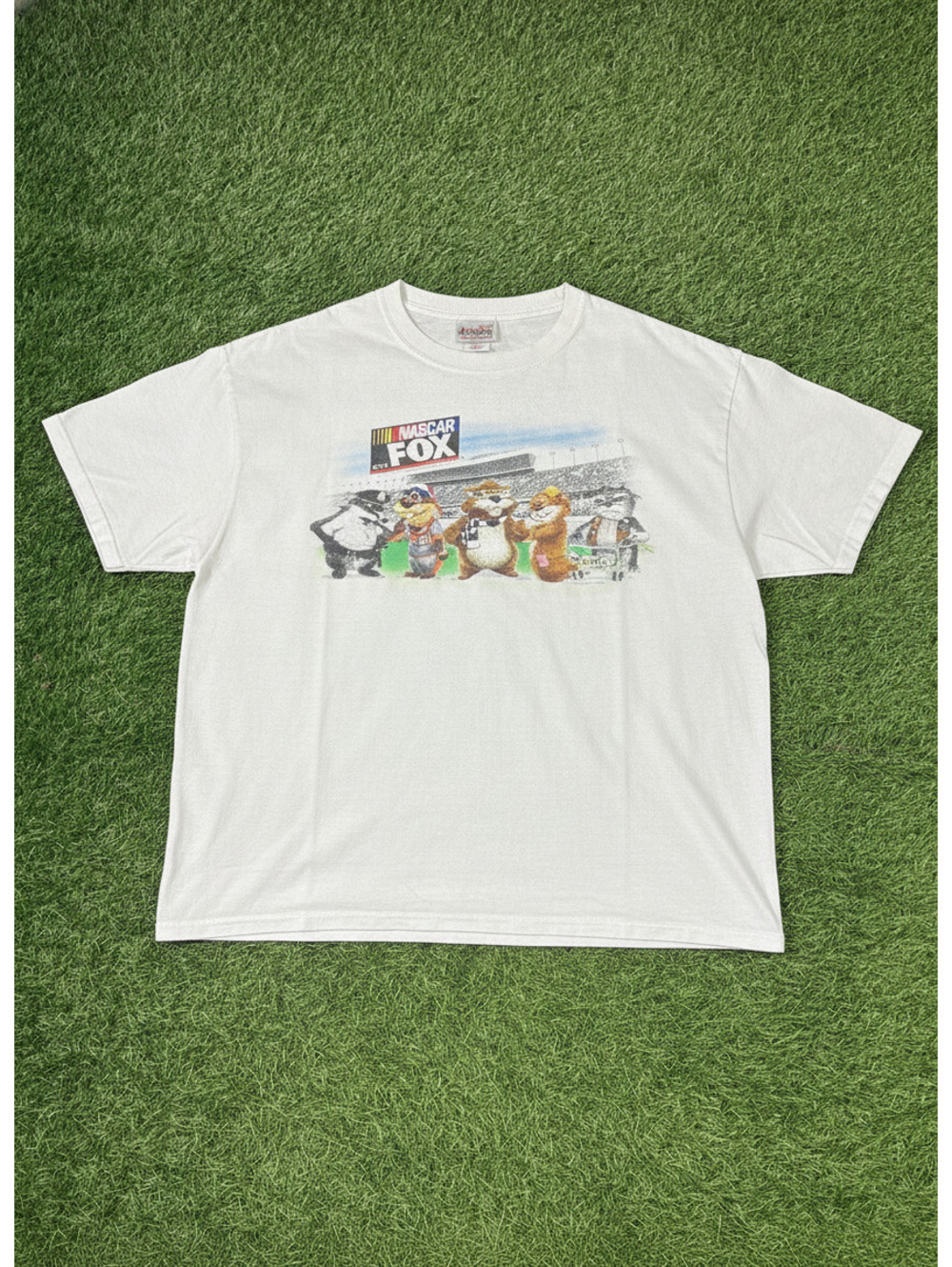 Vintage Chase Authentics NASCAR Fox White Cotton T-Shirt Mens XL